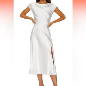 Elegant White Satin Dress